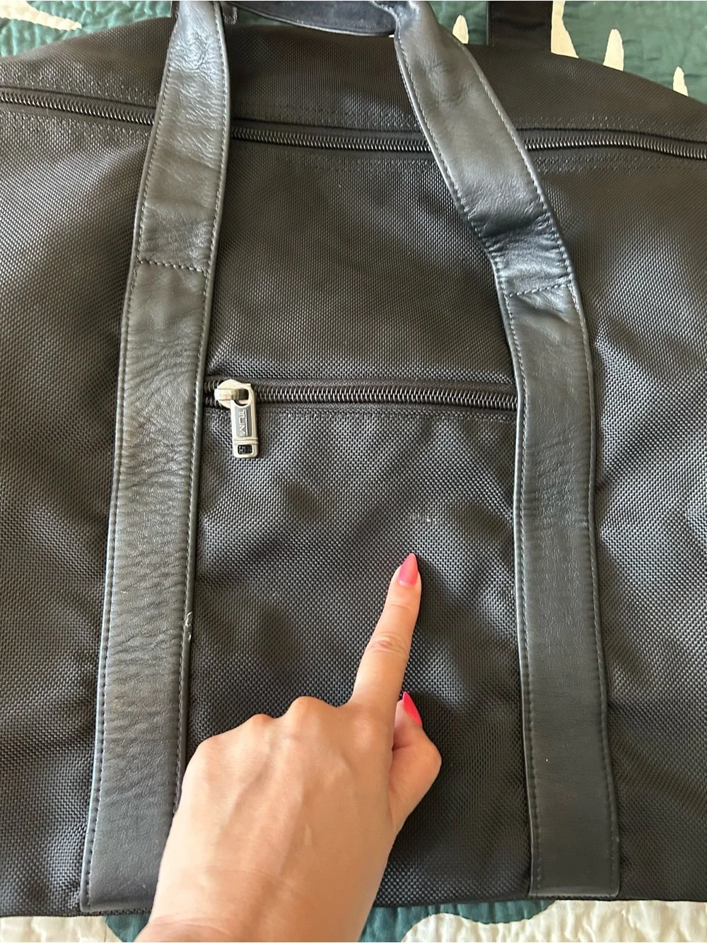 Authentic Tumi Black Men's Duffel Bag with Leather Trim